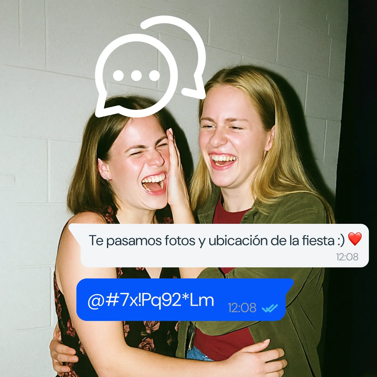 Chat privado cifrado de ellu con alertas SOS y mensajes entre miembros del círculo de confianza 